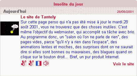 Site insolite du 28 août 2001